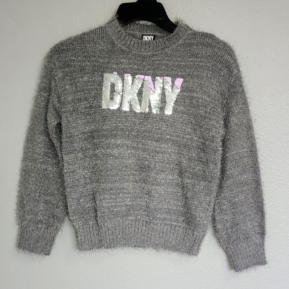 DKNY  GIRLS  FUZZY SWEATER SHIRT / S